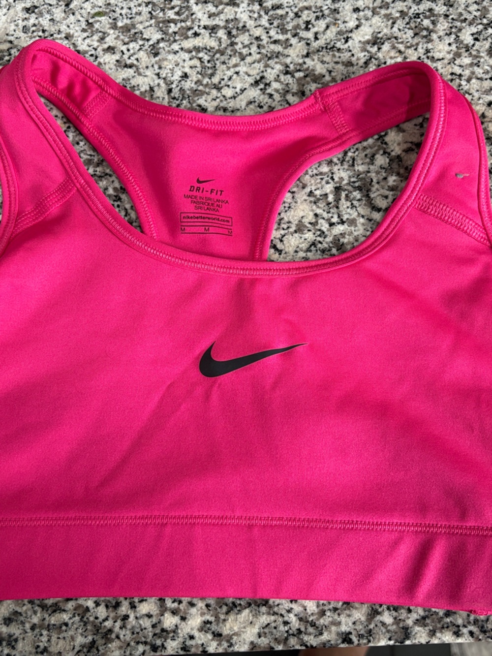 Nike Hot Pink Dri-FIT Racerback Sports Bra with Black Swoosh